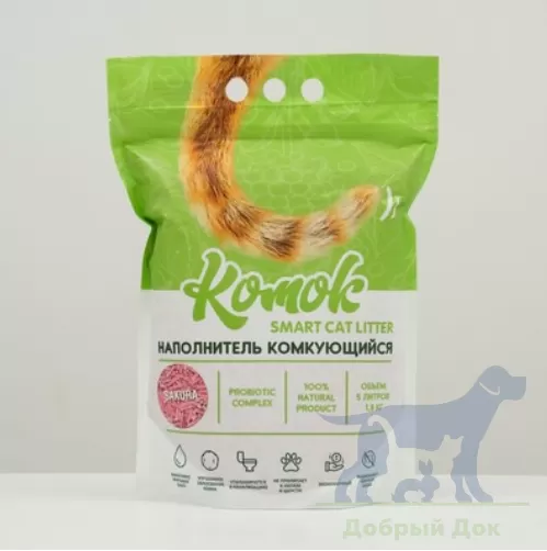 Комкующийся наполнитель для кошачьего туалета "Комок SAKURA", 5л