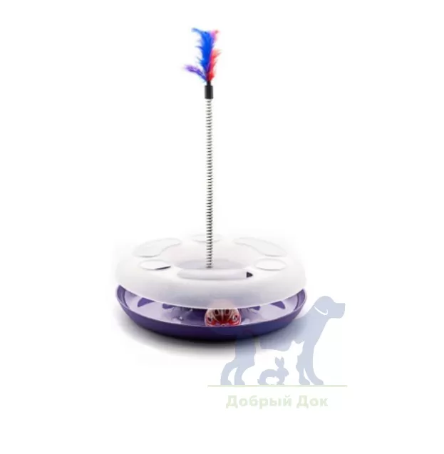 Игрушка для кошек Трек-круг с перьями на пружинке