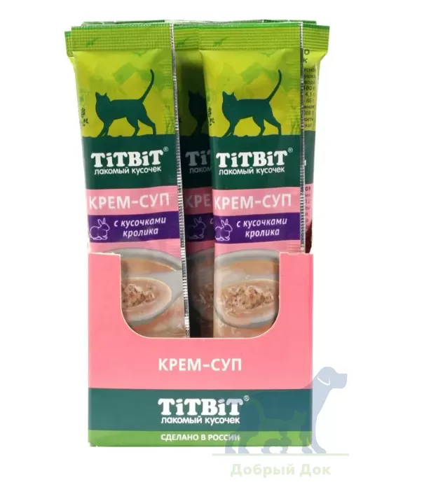 Лакомство для кошек Крем-суп с кусочками кролика, 10г