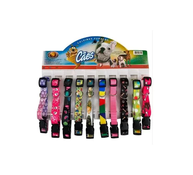 Ошейник нейлоновый регулируемый с принтом д/с  мелк. и средн. пород, цвет в асс-те 0779