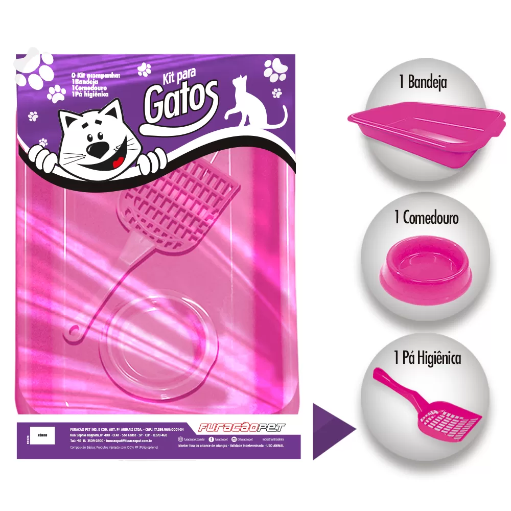 Набор Furacao для котенка из 3-х предметов (лоток, совок и миска), цвет в асс-те 01351