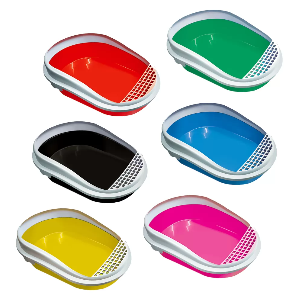 Туалет Furacao для кошек большой овальный с бортом с сеткой, цвет асс-те  0871