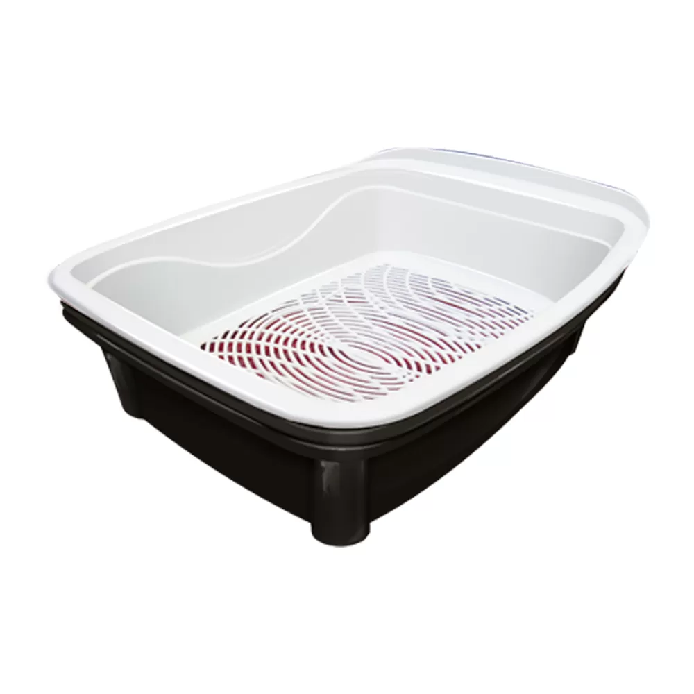 Туалет Furacao для кошек прямоугольный с 2-мя поддонами и сеткой, цвет черный 01002