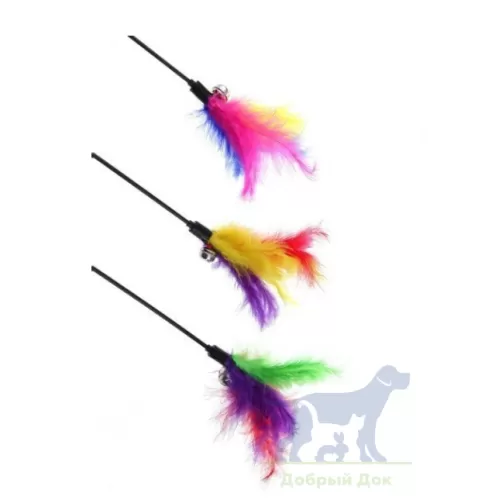 Дразнилка для кошек "Перо с колокольчиком", 46 см