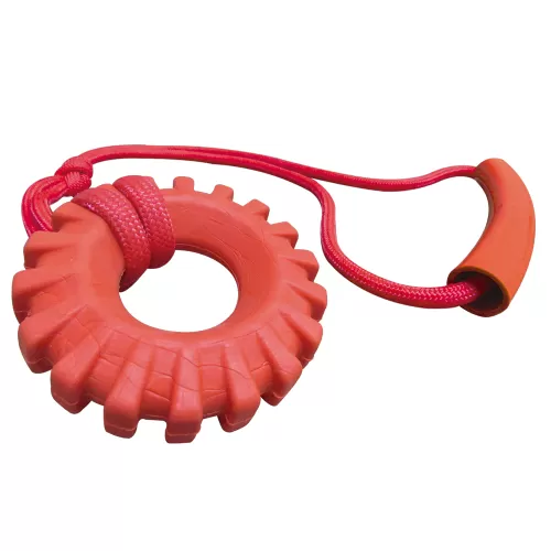Игрушка Furacao д/собак мелких и средних пород Шина резиновая с ручкой на веревке, цвет в асс-те 01412
