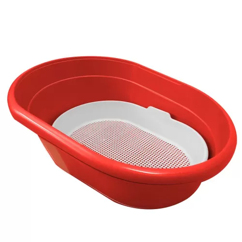 Туалет Furacao для кошек большой с сеткой и 2-мя поддонами, цвет красный 01180