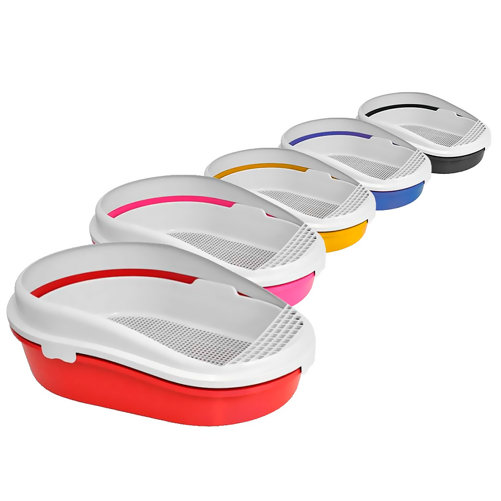 Туалет Furacao д/кошек большой овальный с бортом и сеткой, цвет черный  0782