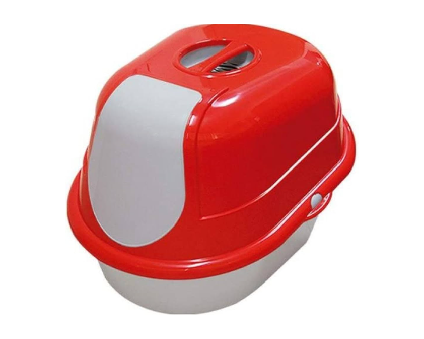 Туалет-домик Furacao для кошек, цвет серо-красный 01424