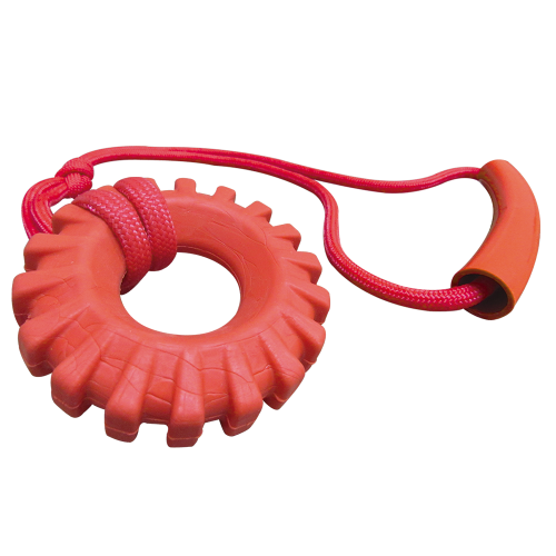 Игрушка Furacao д/собак мелких и средних пород Шина резиновая с ручкой на веревке, цвет в асс-те 01412