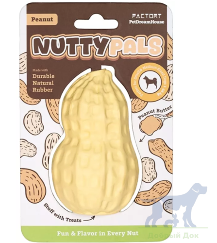 Игрушка интерактивная для собак из натруального каучука Nutty Pals Durable Peanut , желтый